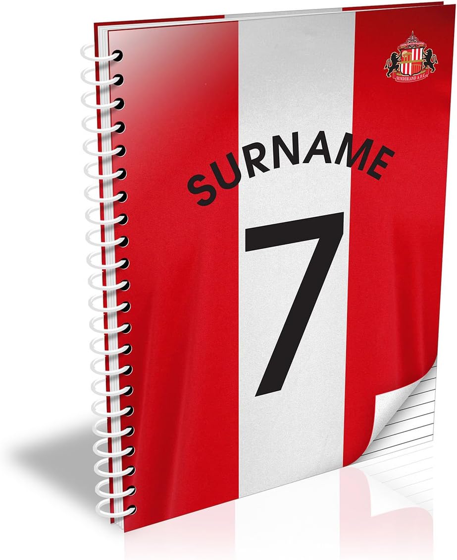 Official PERSONALISED Sunderland AFC Shirt Notebook A5