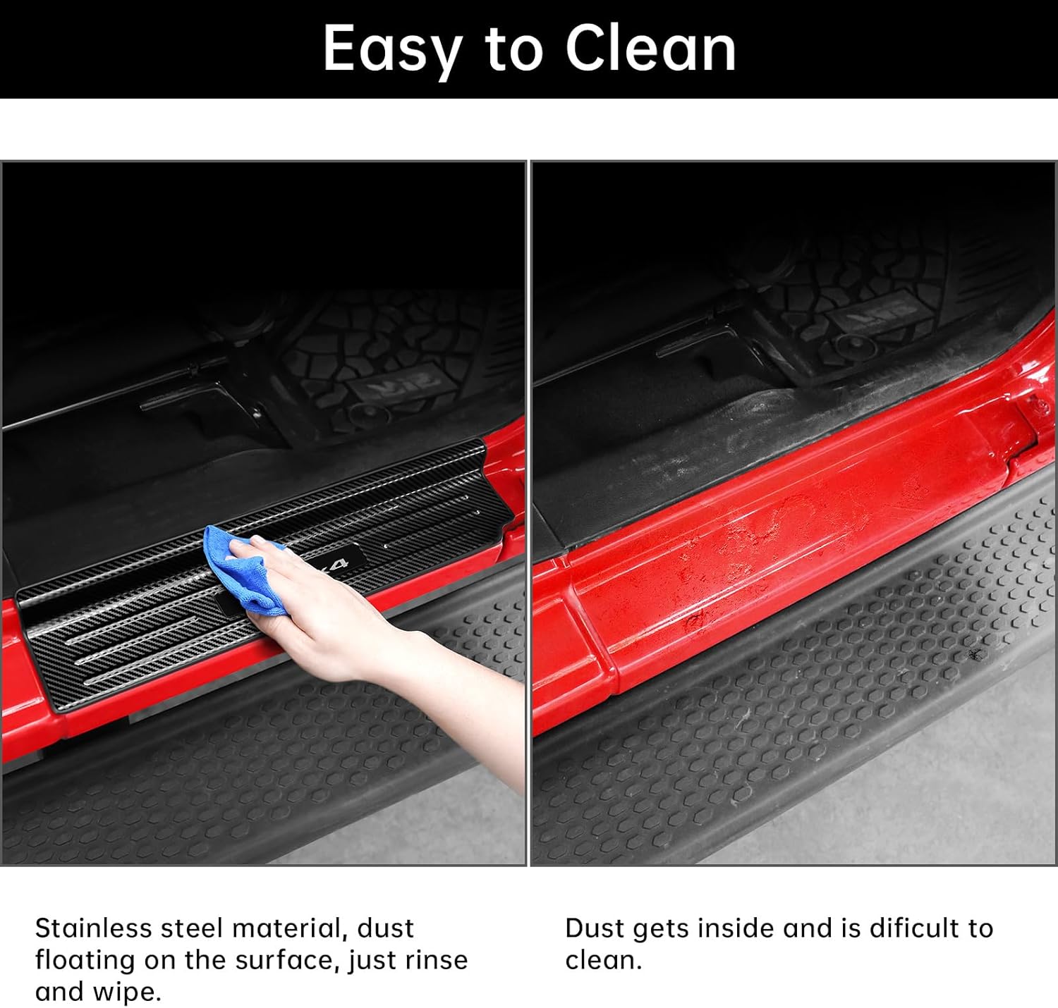 2PCS Door Sill Guards for Jeep Wrangler 2018-2025 2026 JL JLU & 2020-2026 Gladiator JT Accessories, Stainless Steel Door Sill Protector,Sport Rubicon 2 Door (Carbon Fiber)