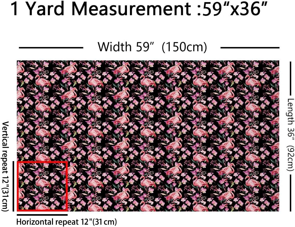 Kids Pink Flamingo Fabric by The Yard 2 Yards Tropical Flamingo Upholstery Fabric for Chairs Animal Decor Decorative Palm Tree Floral Flower Soft Flannel
