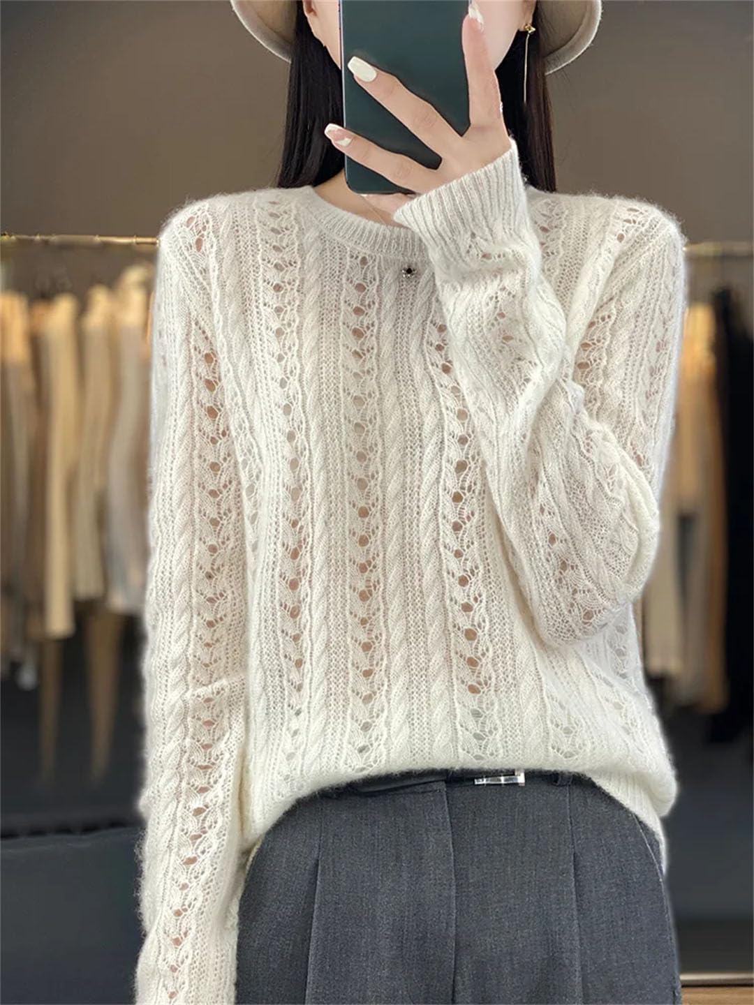 Vogrtcc Maglione Pullover in Lana Autunno Inverno da Donna
