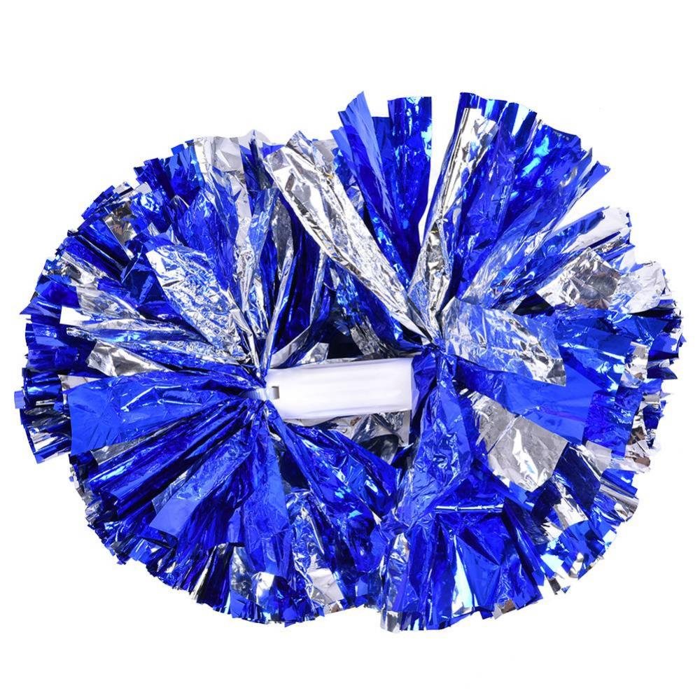 Dilwe Cheerleader Pom Poms 8 Colori Plastica Mano Fiore Palla per Sport Scuola Competizione Argento Blu