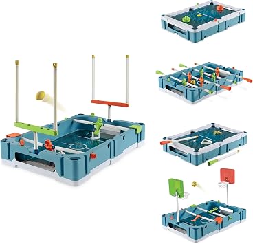 EastPoint 5-in-1 Tabletop Stadium Game Center - Teal, Plastic - Foosball Table Competition - Air Hockey Table for Kids Fun - Pinball Machine & Football Games Variety