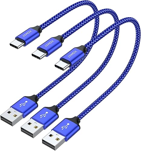 JXMOX Cable USB C corto (paquete de 3 unidades, 1 pie), cable USB tipo C, cable de carga rápida compatible con Samsung Galaxy Note 9 8, S20 S10 S9