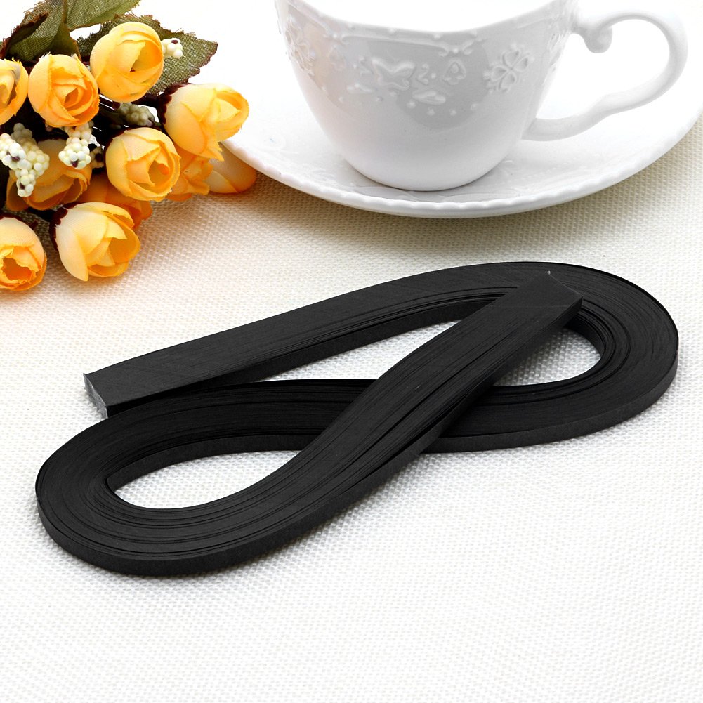 Dabixx 120 Stripes Quilling Paper 5mm Width Solid Color Origami Paper DIY Hand Crafts Black 52cm/20.47