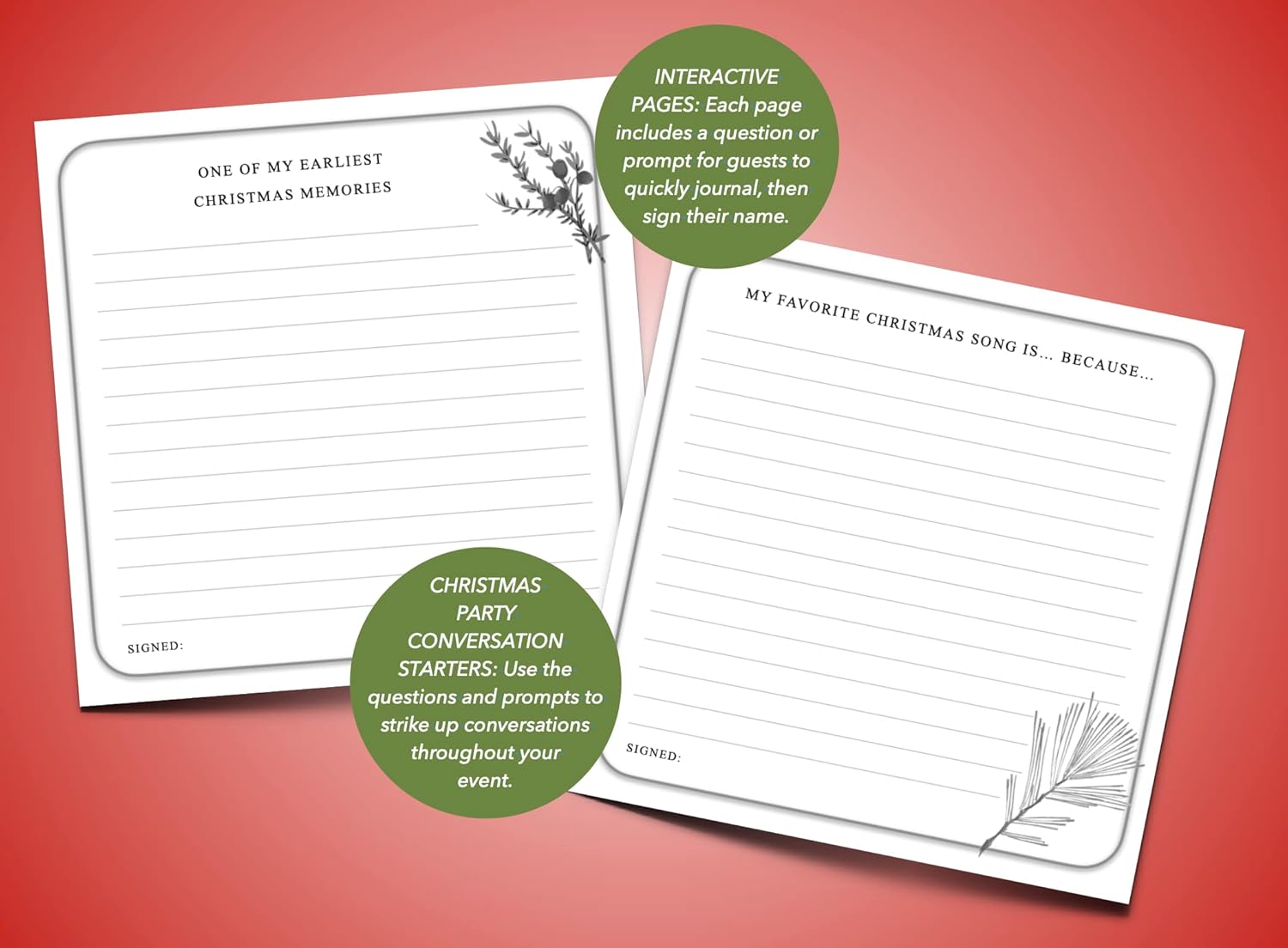 Party Supply Kit - 20 Dinner Plates (10-1/2”), 20 Dessert Plates (8”) & 30 Large Napkins (6-1/2”) from Brother Sister Design Studio BUNDLE WITH Guest Book from Pro31 Press (Christmas Faith Phrases)