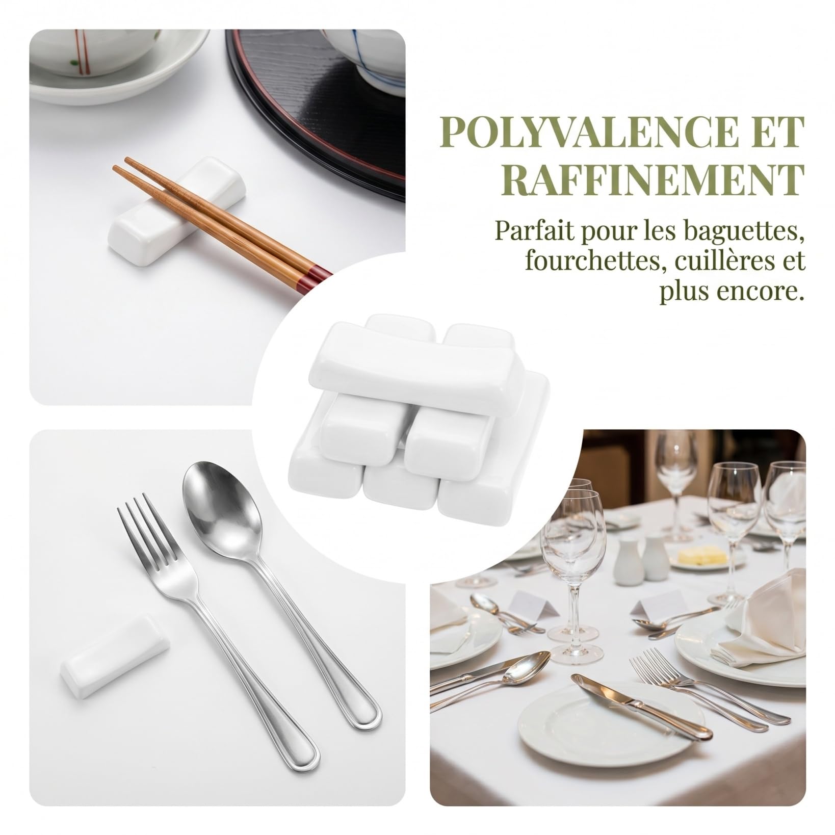 Toyvian Supporto Poggia-Bacchette in Ceramica Bianca 12 Pezzi, Porta-Couverts Piccolo Formato per Ristoranti, Hotel e Tavole Domestiche