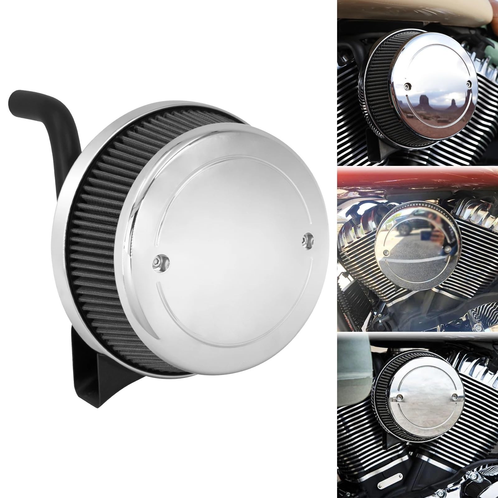 filtr powietrza do motocykla Motocykl CNC filtr powietrza Pasuje do indyjskiego wodza Dark Horse Classic Springfieid Vintage 2014-2021(Chrome Air Cleaner)