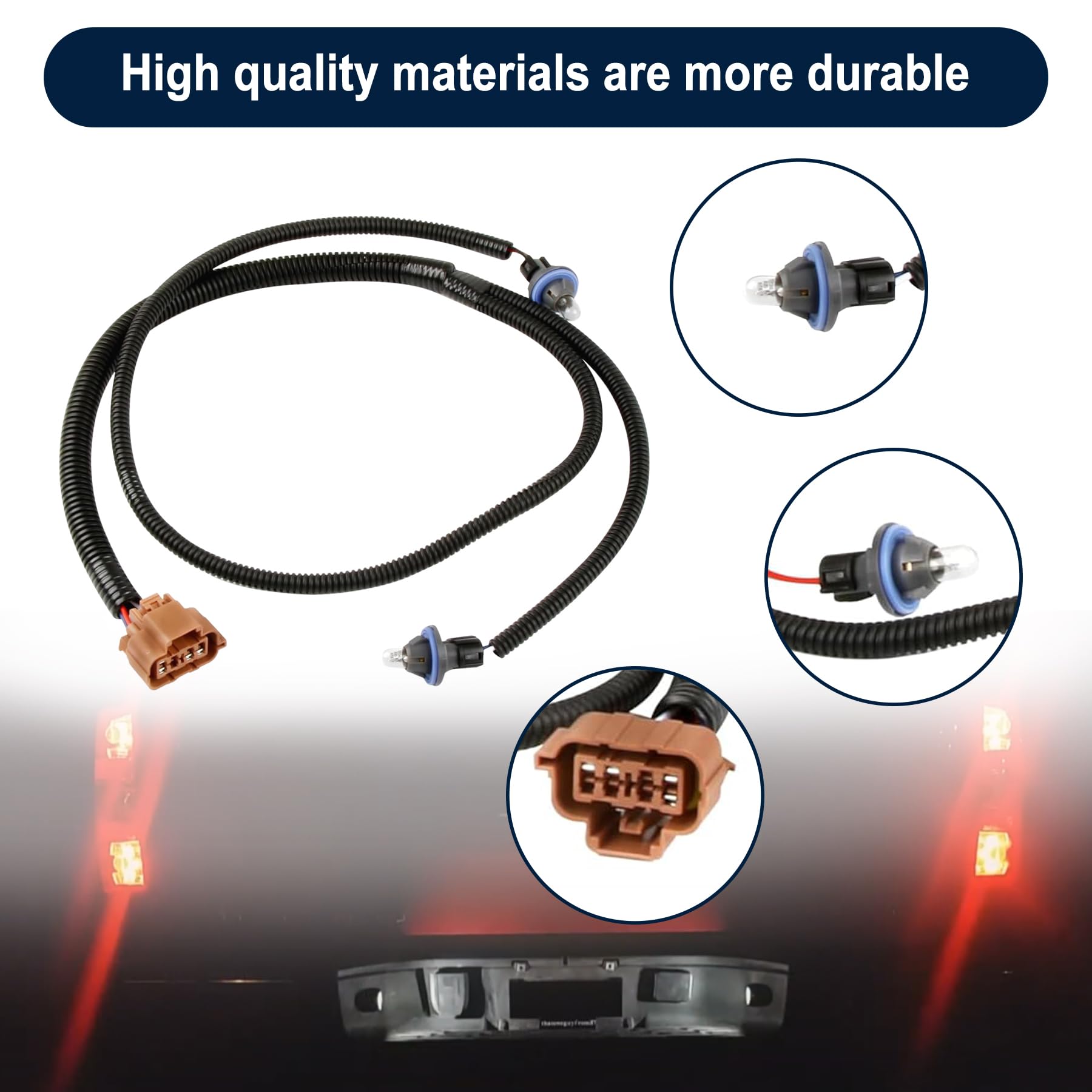 Rear License Plate Light Harness Assembly For Chevy Silverado, GMC Sierra & Avalanche 1999-2007 - Includes Bulbs & Black Covers