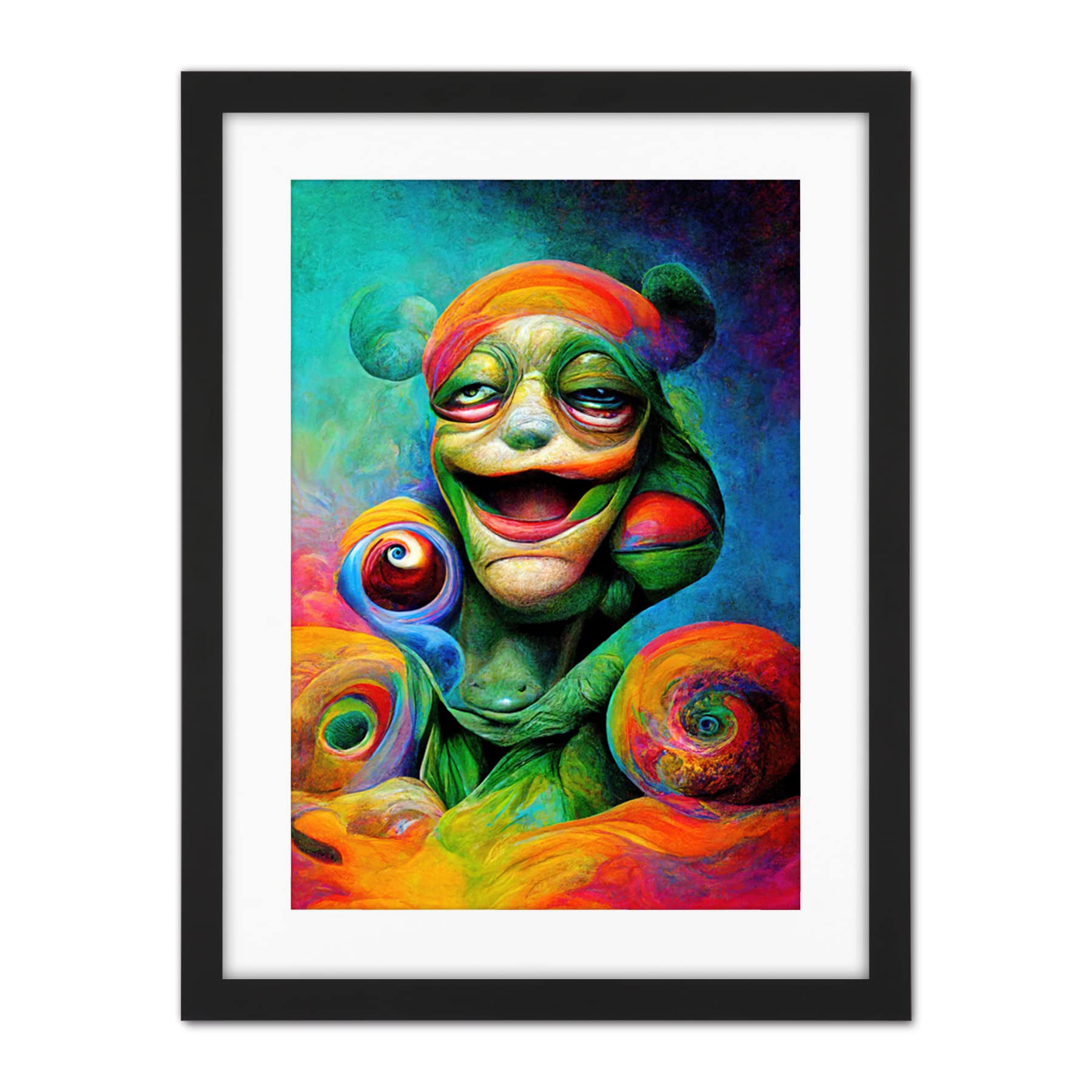 Doppelganger33 LTD Psychedelic Stoned Clown Trippy Colourful Artwork Framed Wall Art Print 18X24 Inch