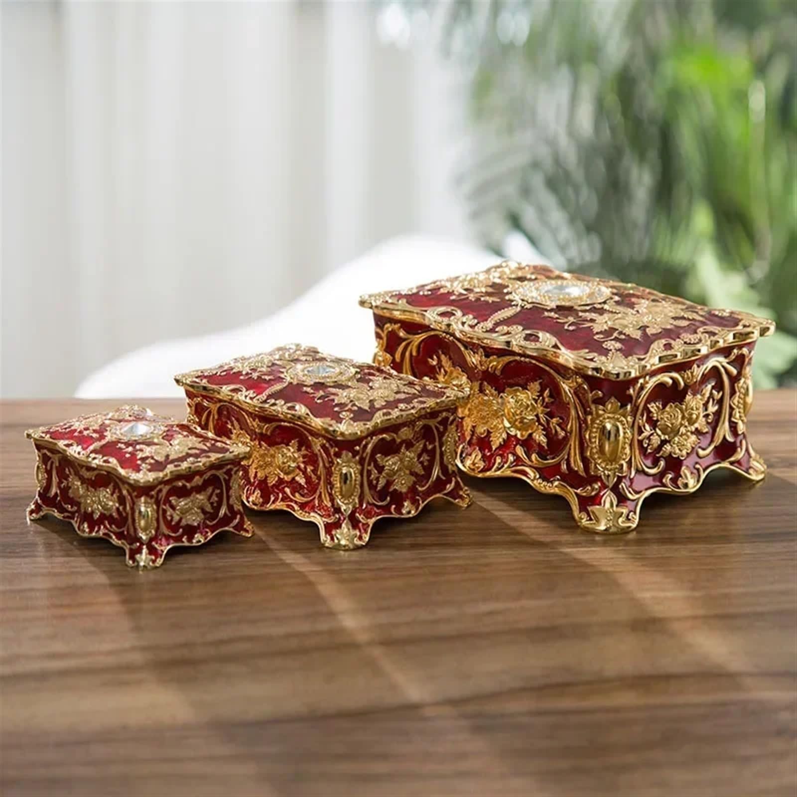 Skrzynia skarbów z zamkiem, Wielokolorowe pudełko na skrzynię skarbów, wiele rozmiarów(Red,9x6x4cm)