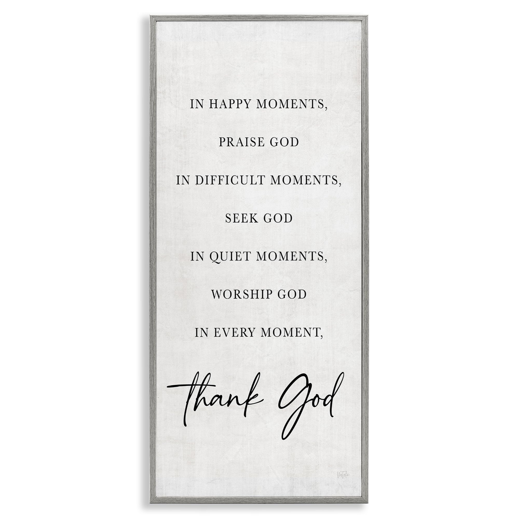 Stupell Industries Farmhouse Gray (Textured) Every Moment Thank God Faith, 13 X 30 Inch Framed Giclée Print