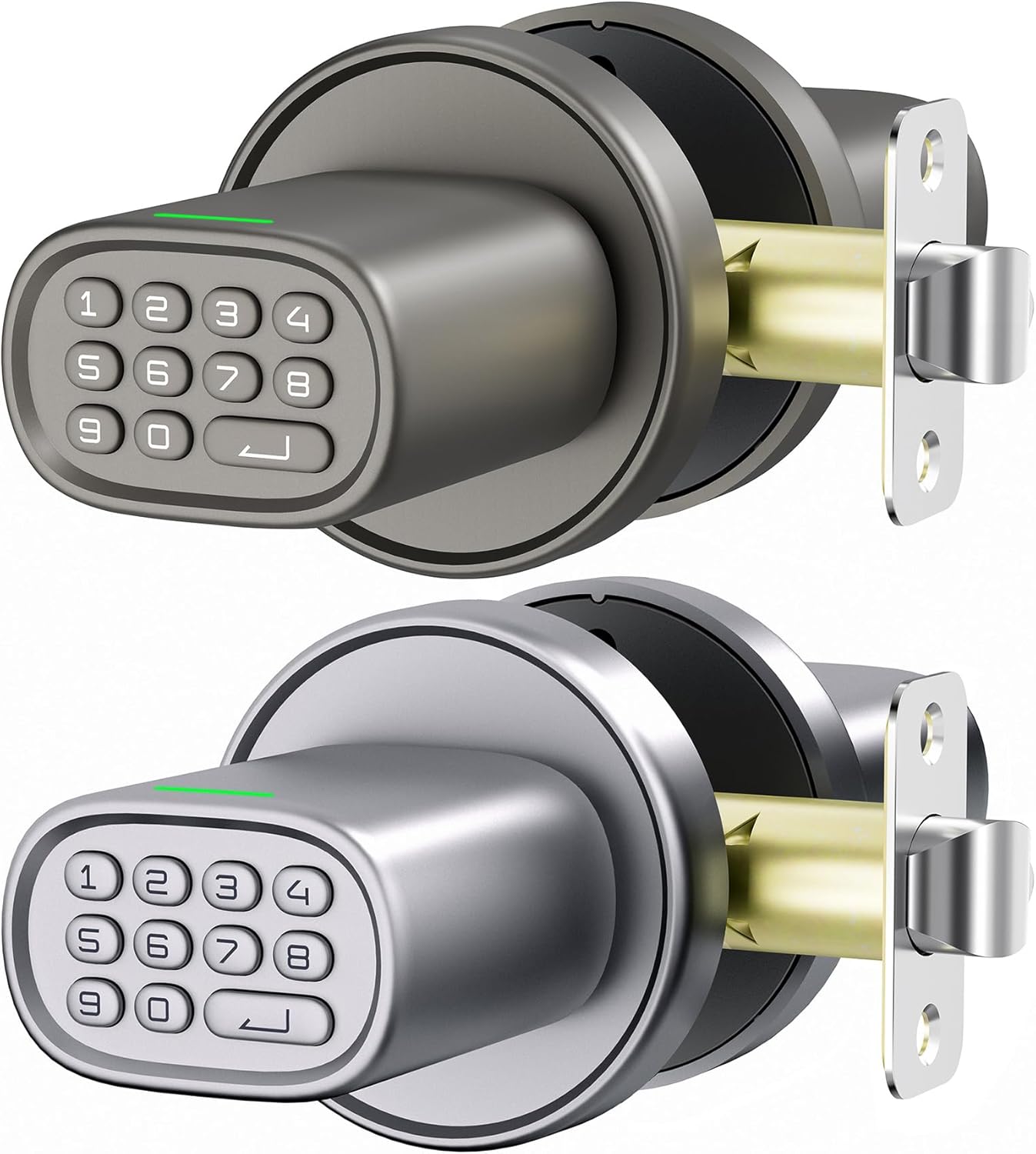Keypad Door Knob M1(2 Set, Titanium and Silver)