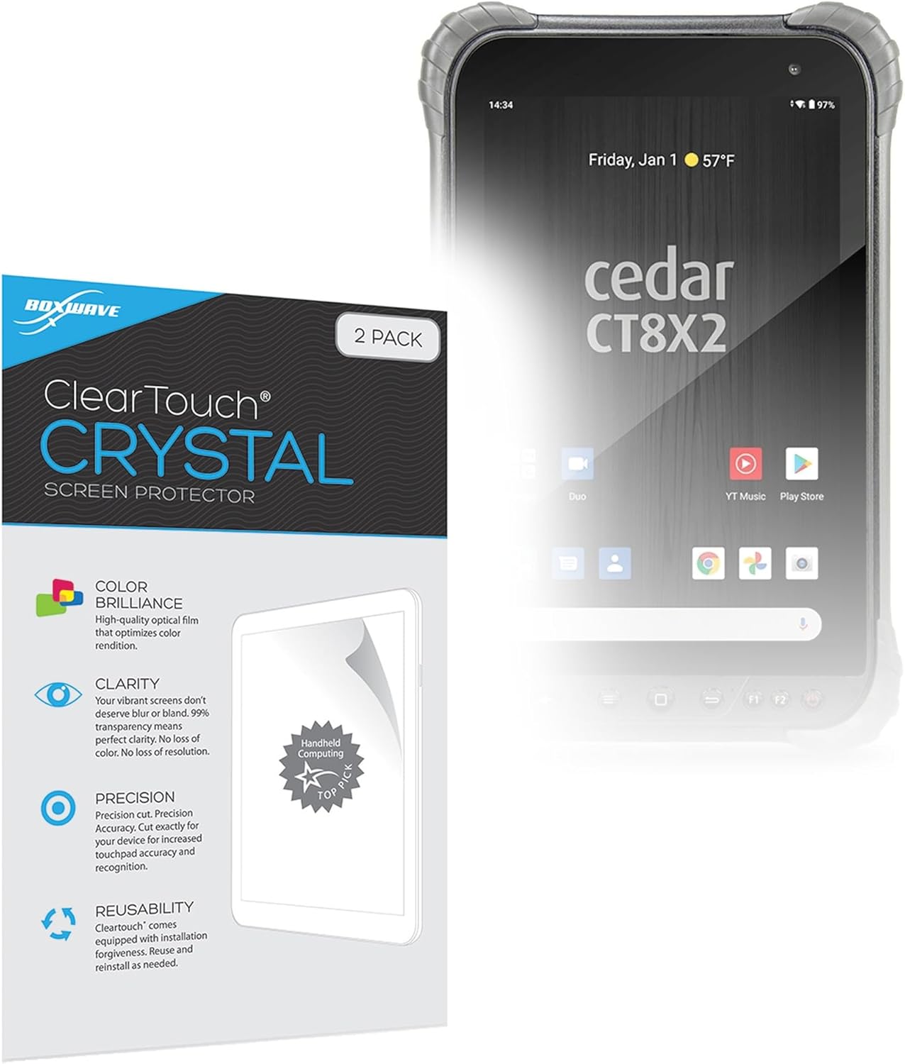BoxWave ClearTouch Crystal Protector de Pantalla (2-Pack) para Juniper Systems Cedar CT8X2