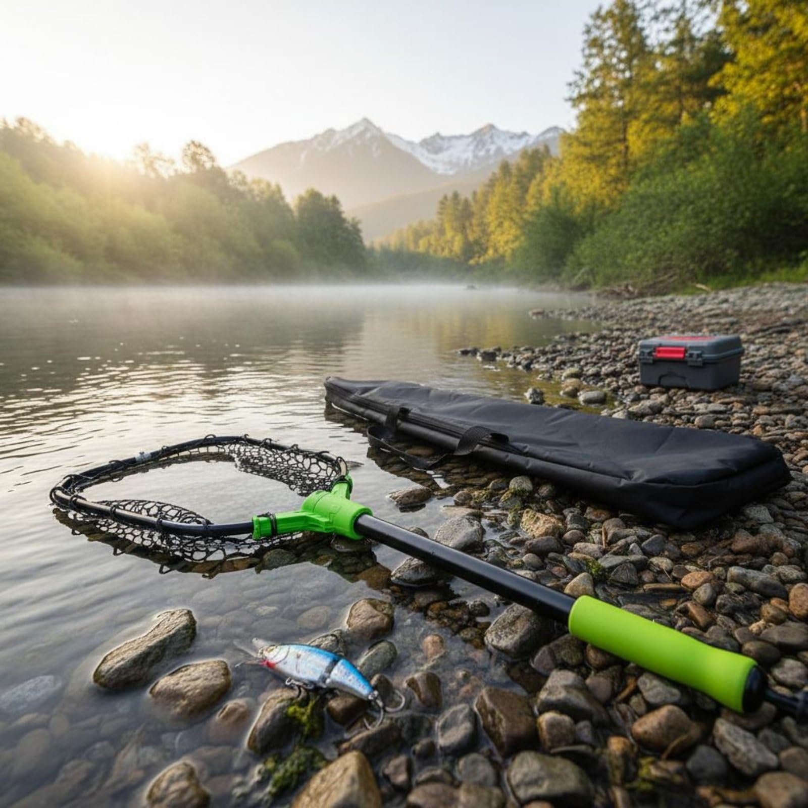 harayaa Rete da Pesca Richiudibile con Pulsante Singolo Manico Telescopico in Alluminio Impugnatura Ergonomica Gomma per Kayak Barca