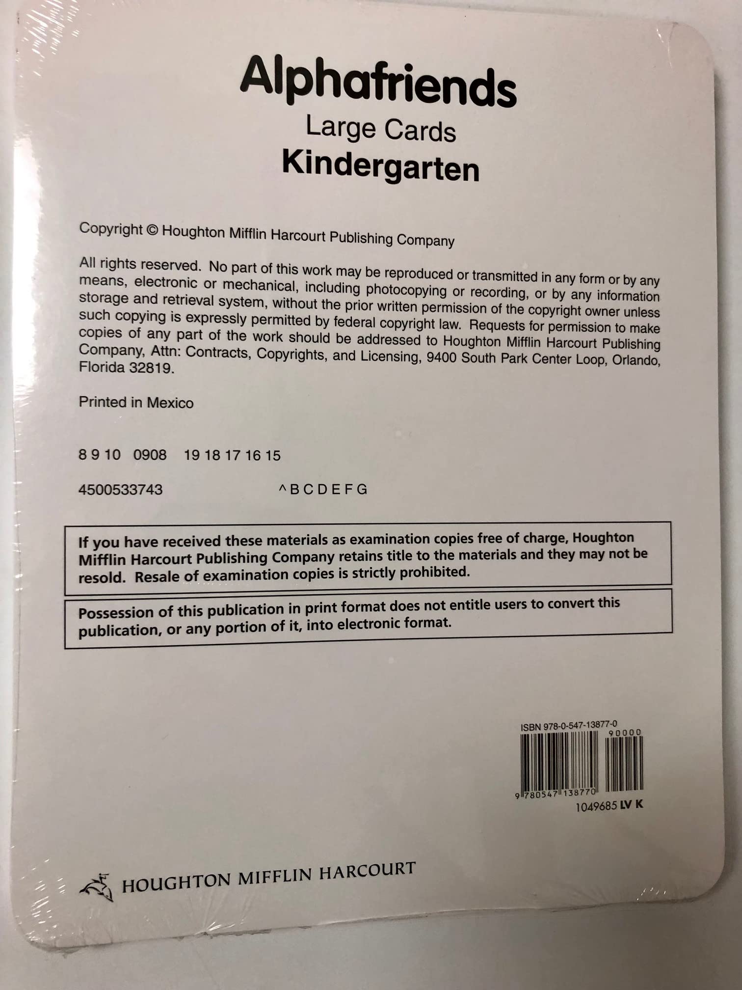 Alphafriends Cards Large (Journeys, Level K)