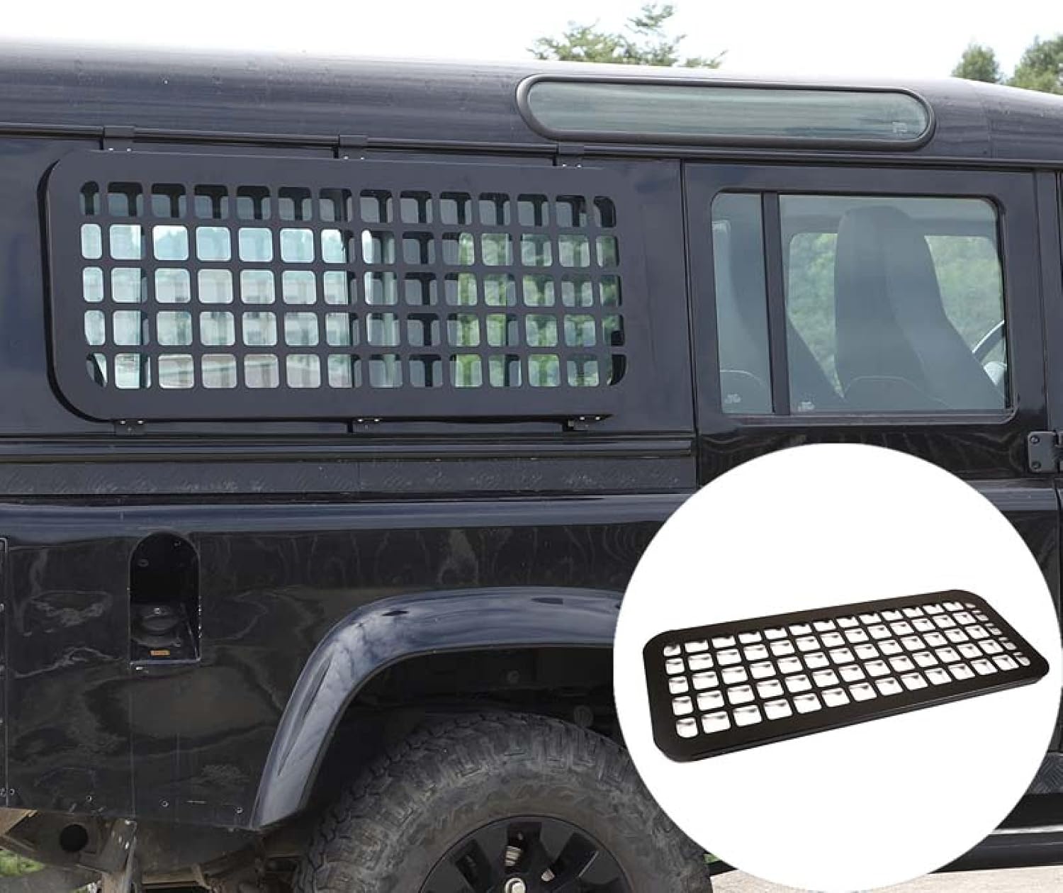for Land Rover Defender 90 110 2004-2019, Aluminum Alloy Rear Side Window Guard Plate Storage Bag Car Exterior Accessories
