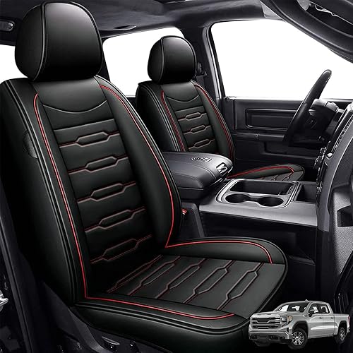 Miniatura 8 de AOMSAZTO Fundas de asiento de automóvil de cuero, ajuste personalizado para camionetas GMC Sierra 1500 2500 HD 3500 HD 2013-2024 2025 2025 Crew Cab,