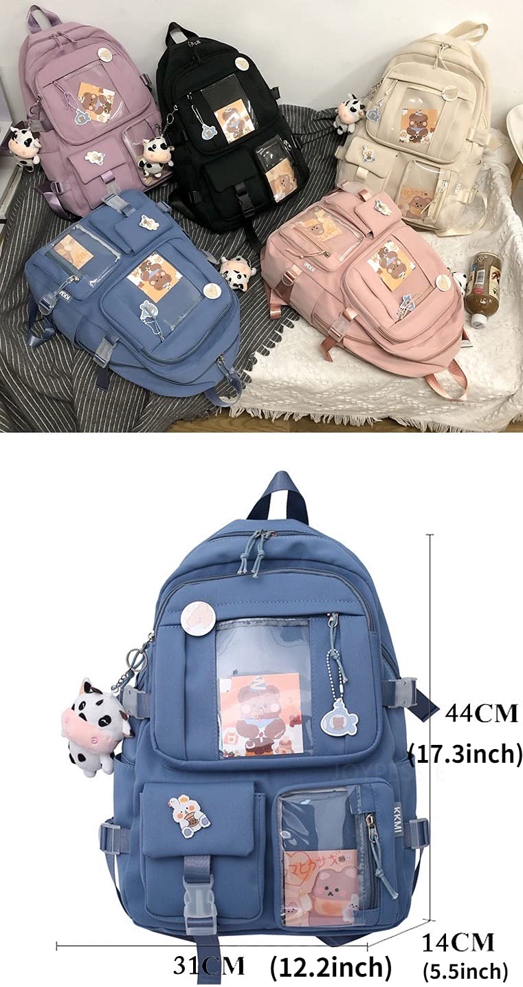 Kawaii Backpack with Pins Kawaii School Backpack Cute Aesthetic