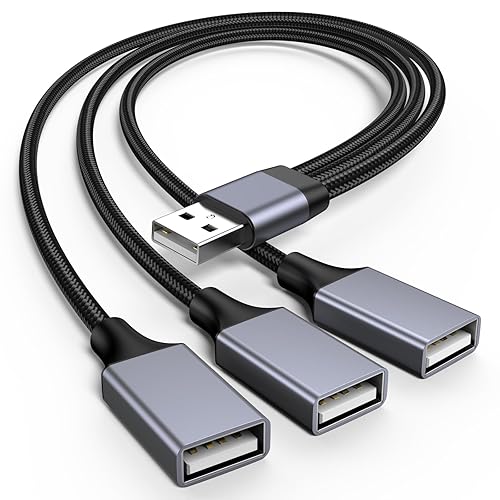 Divisor USB Y 1 en 3 salidas, USB macho a 3 hembras Cable para PC, tableta, portátil, MacBook, teclado, PS4, PS5, mouse, FlashDrive, LED, etc.