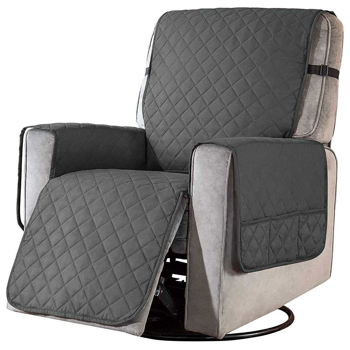GSJNHY Armchair Cover Elastic Recliner Cover Slipcover Massage Armchair Sofa Couch Cover Stretch Home Furniture Protector Slipcovers With Side Pocket(Gray)