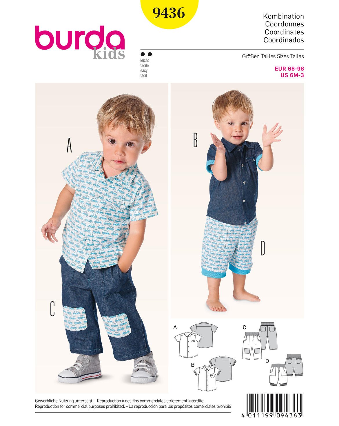 BurdaStyle Sewing Pattern B9436 Toddler's Co-ordinates