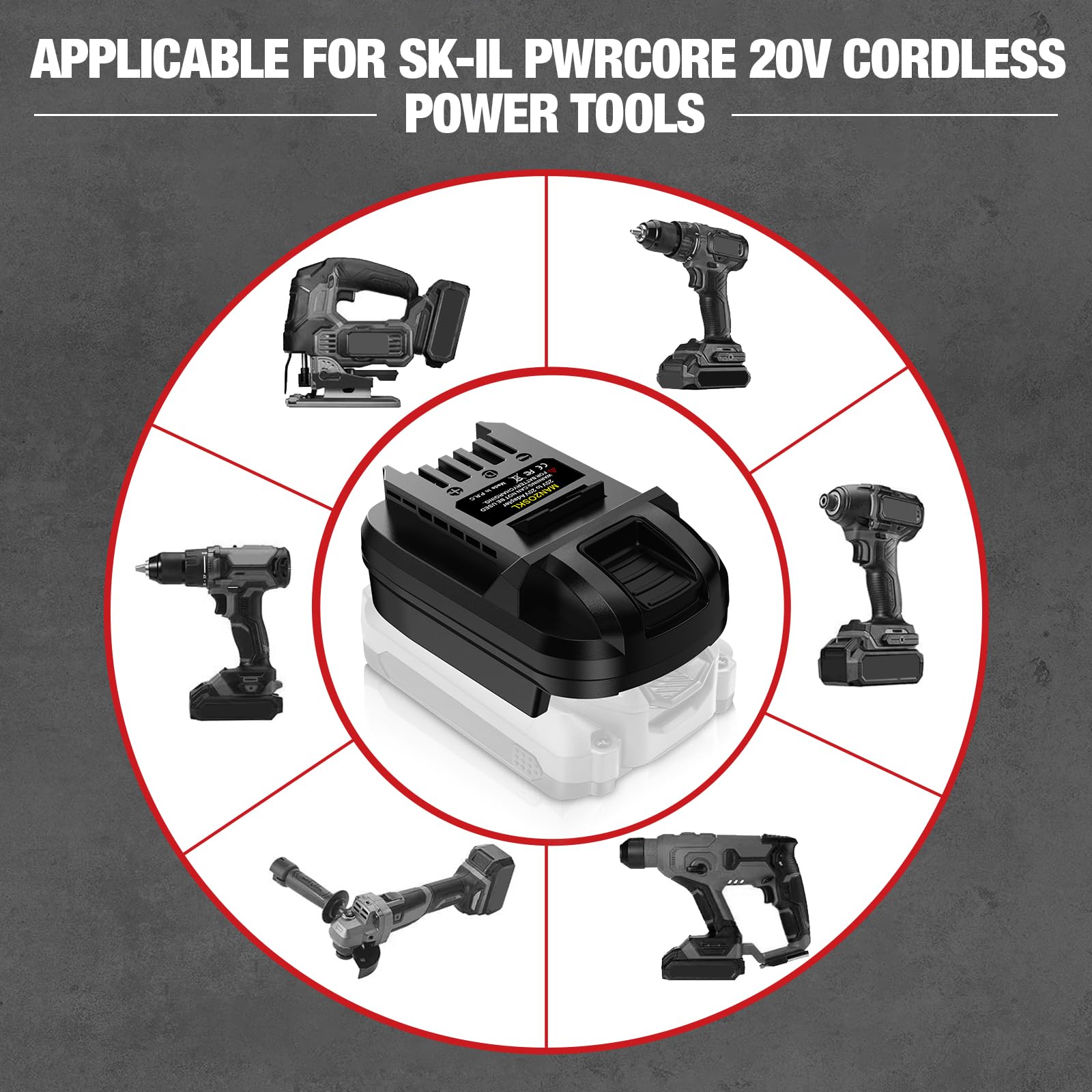 OGJUNX Adapter Compatible with Craftsman 20V Battery, Convert to for SKIL 20V Battery PWR CORE Cordless Power Tool Use (Adapter Only)