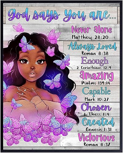 Black Girl Wall Art & Decor - African American Women Woman Teen Picture Poster Print - Cute Positive Affirmations - Inspirational Motivational