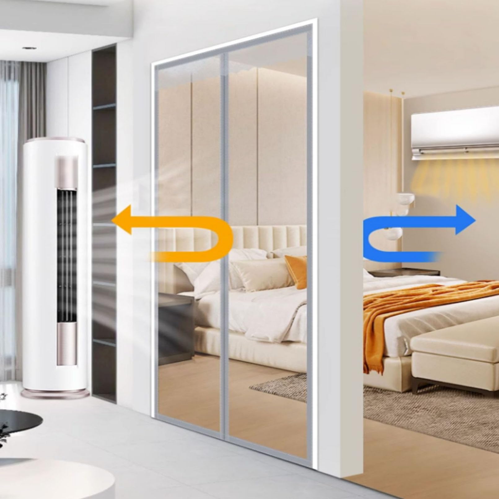 Magnétique EVA Transparent Rideau Thermique Isolant Anti Froid Porte Entrée Rideau de Porte Isolant Thermique pour les Pièces Climatisées Chambre à Coucher de Salon (150 x 200 cm)