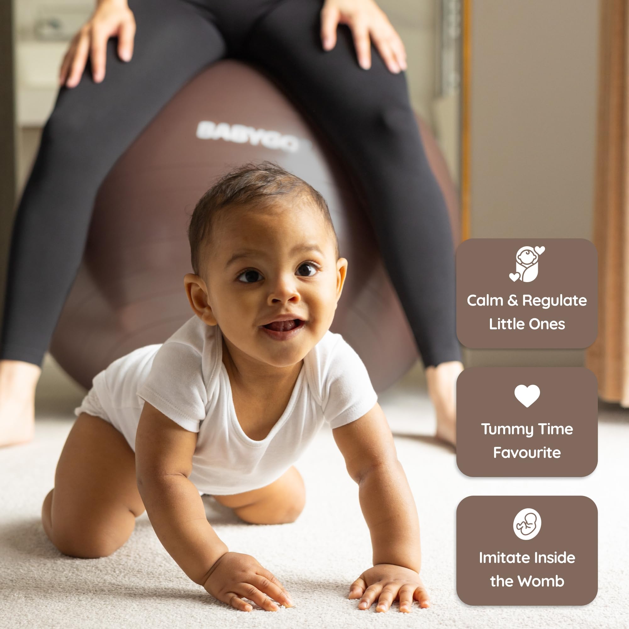 BABYGO Geburtsball – Schwangerschafts-, Yoga-Arbeits- und Übungsball und Buch-Set, Trimester-Zielgruppe, Schwangerschaftsphysio, Geburts- und Genesungsplan inklusive, Anti-Burst, umweltfreundlich