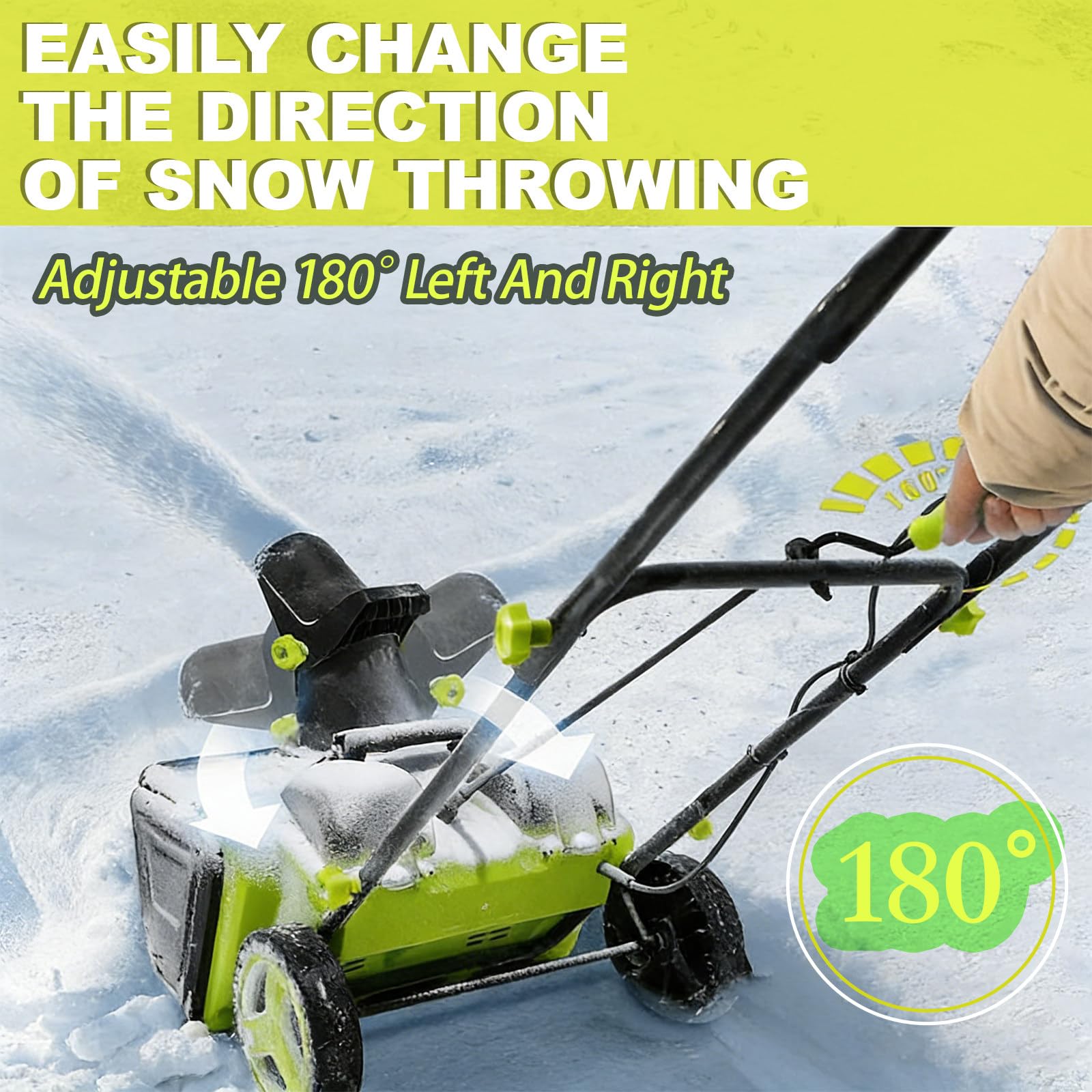 Spazzaneve Senza Fili, Motore Brushless 3500W, Direzione di Lancio Regolabile a 180°, Larghezza di Spazzolamento 50cm/20in, Distanza di Lancio 7.6m/25ft, per Viali e Terrazze