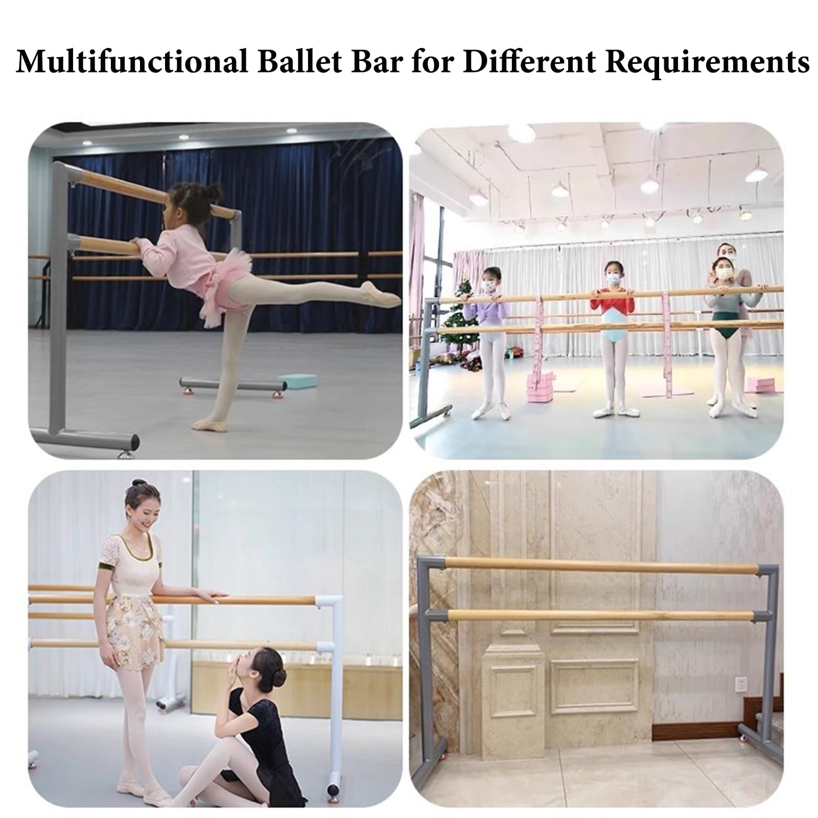 Barra de Ballet para Casa Barra De Ballet Portátil Con Soportes De Metal Ajustables En Altura Para Entrenamiento De Baile, Entrenamiento En Casa, Estiramiento, Yoga Y Ejercicio De Calentamiento