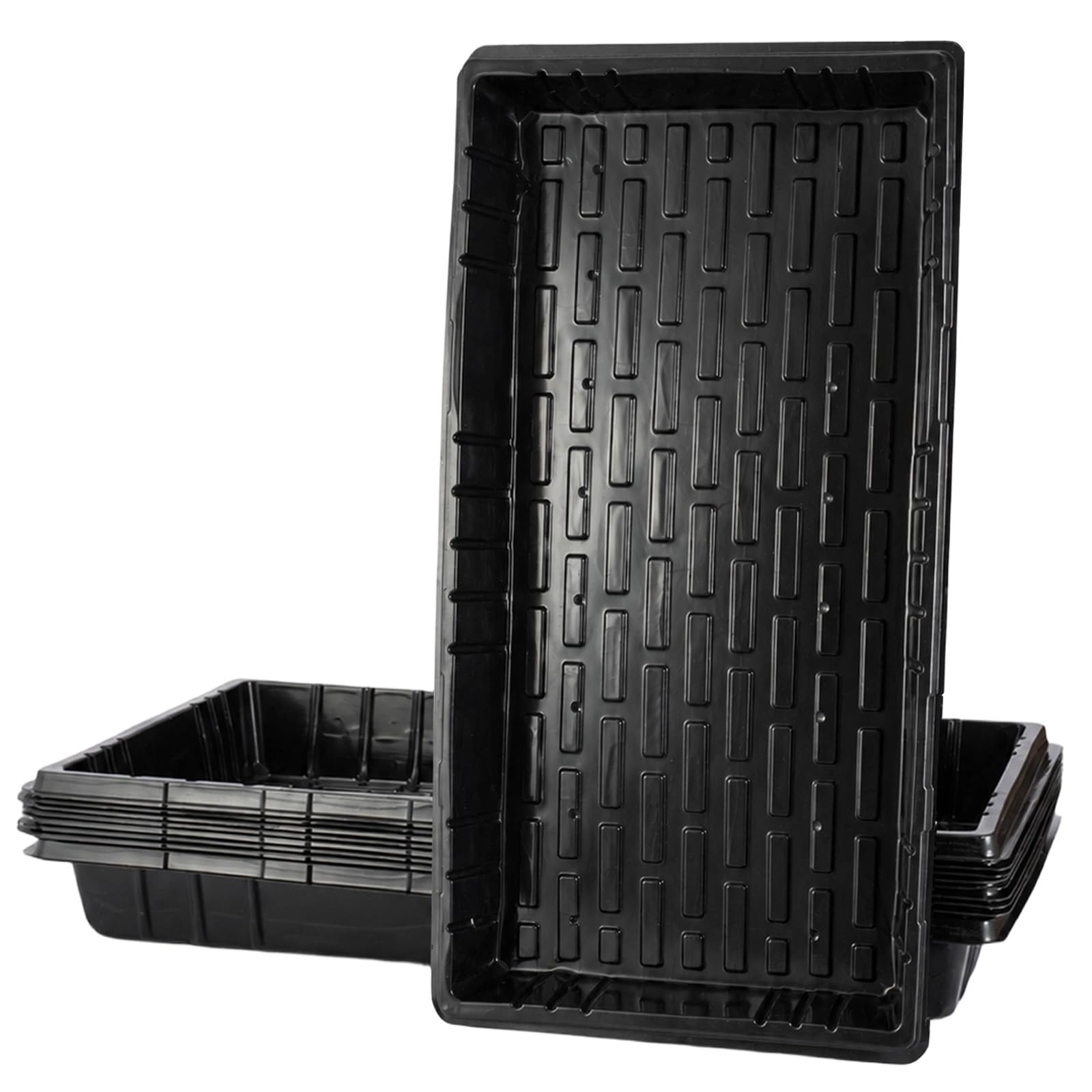 Sunnynest Black 10 Pack Seed Trays 56X28x6cm Heavy Duty Plastic Seedling Trays Without Drainage Holes For Microgreens Wheatgrass Seed Starting Germination Hydroponic Growing Trays Reusable
