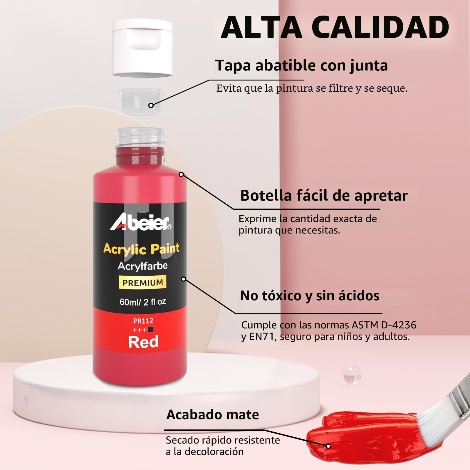 ABEIER Pinturas Acrilicas 56 × 60 ml, Acrylic Paint Set, no Tóxico, No Tóxico, Impermeable, para Lienzo, manualidades, Madera, Cerámica, Tela, para Artistas, Principiantes y Niños
