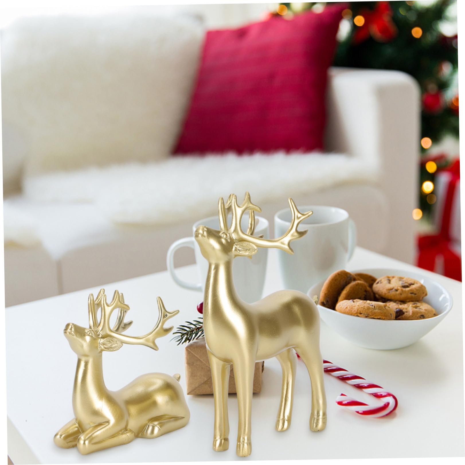 DOITOOL 2 Pezzi Di Figurine Di Renne Natalizie Decorazioni Per La Casa Decorazioni Di Renne Dorate Per Interni Per Soggiorno Camera Letto Ufficio E Scaffale Regalo Per Sua Madre Moglie