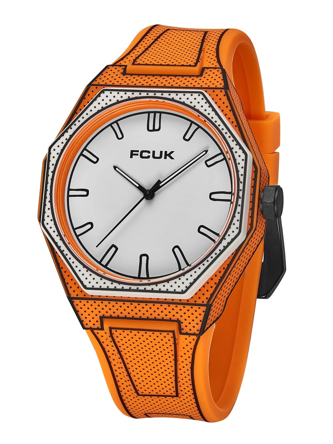FCUK Escarp Quartz| Analog Display | White Dial | Orange Silicone Strap | Watch for Men - FCMX09O-image-46