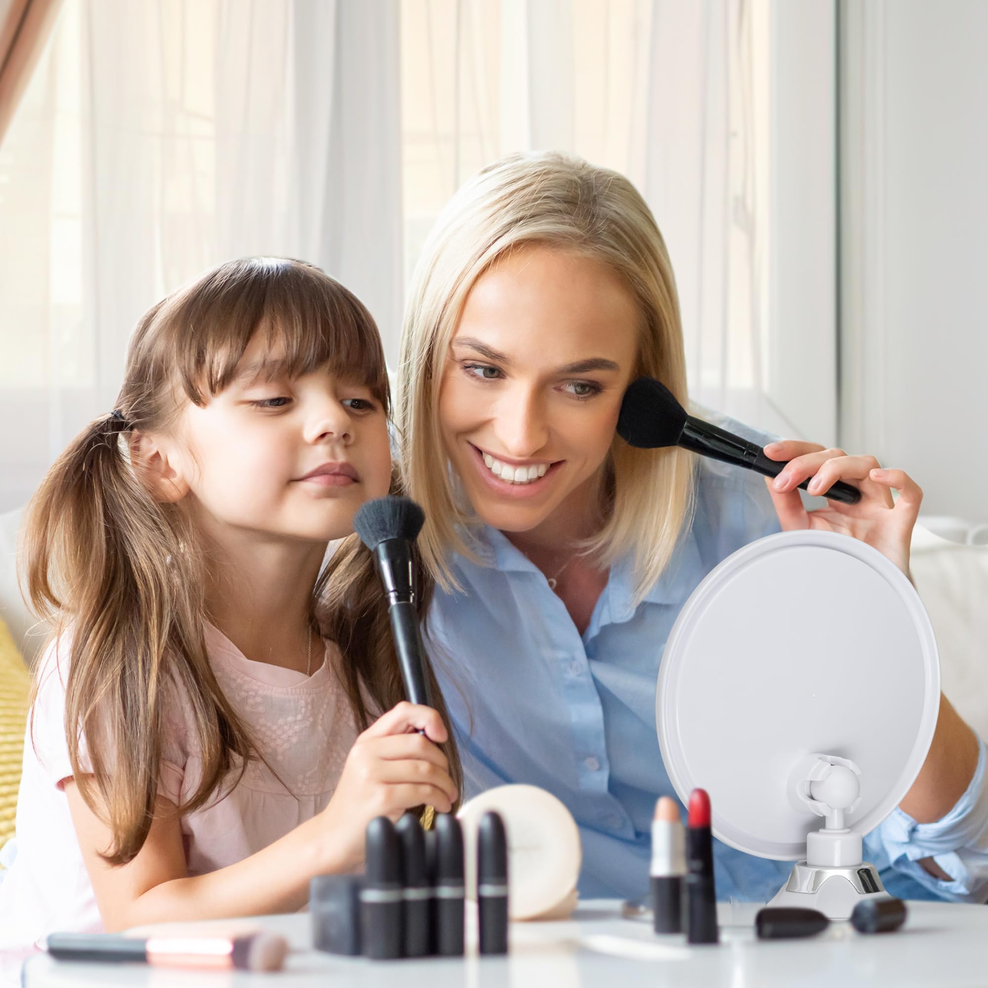 Mirrorvana Espejo Redondo de 10X aumentos para maquillarse - Espejo de Maquillaje cosmético con Ventosa, Ideal para tocador, baño y Viaje - 17 cm de diámetro