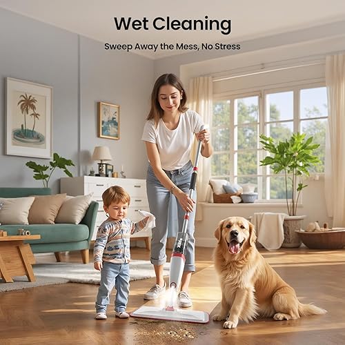 Miniatura 4 de Xlife - Trapeadores en aerosol para limpieza de suelos con 3 almohadillas lavables, mopa húmeda y seca para cocina, madera dura, laminado, cerámica