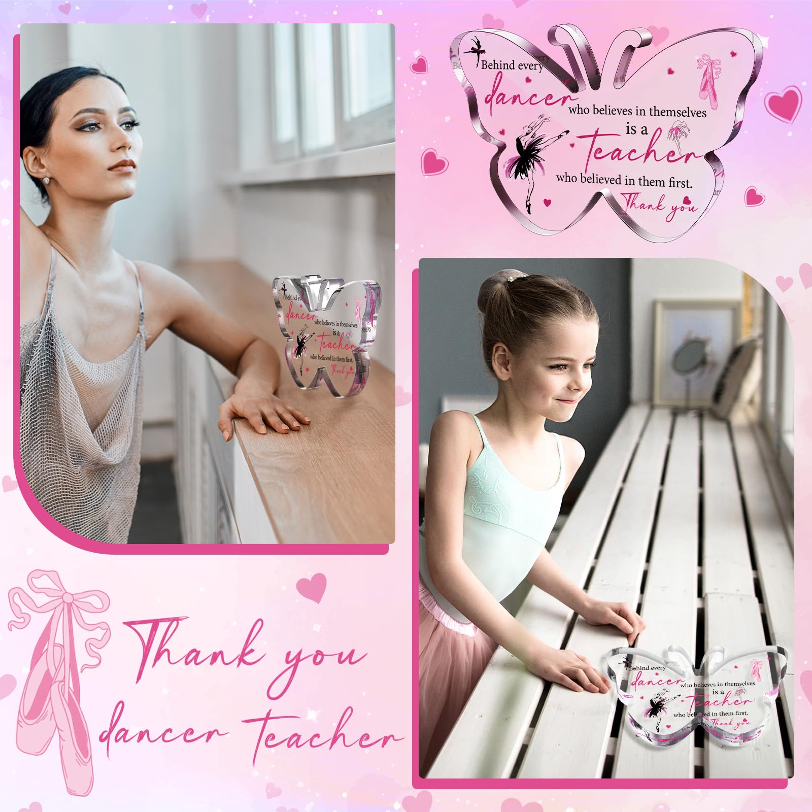 Dancer Teacher Appreciation Gifts for Women Acrylic Graduation Thank You Teacher Gift from Student End of Year Present for Office Desk Decor Paperweight Keepsake