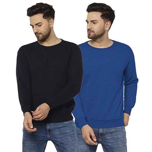 Fleece Round Neck Multicolor Sweatshirt for Men (Pack of 2)-SW_RN_MRN_YLW_02-P