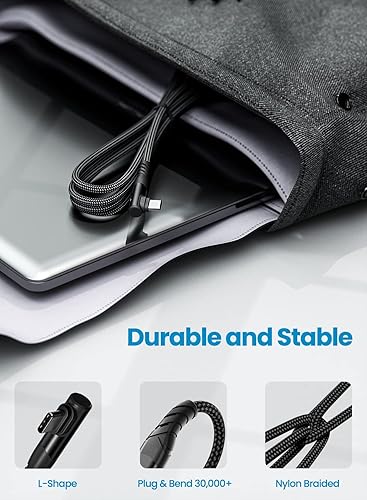 Miniatura 6 de Fasgear Cable USB C a USB C  Paquete de 3 cargadores USB 2.0 tipo C de 60 W, carga rápida, trenzados, ángulo recto, compatible con Galaxy S22 S21