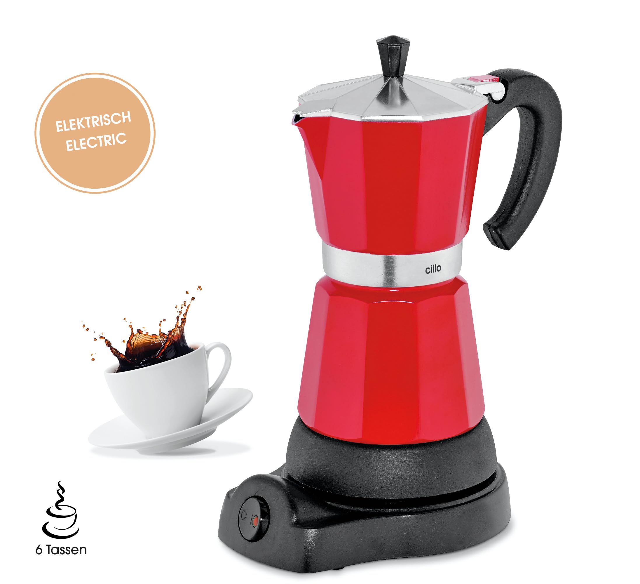 Cilio Elektro-Espressokocher 6T Classico Cafetière Italienne Rouge 273854
