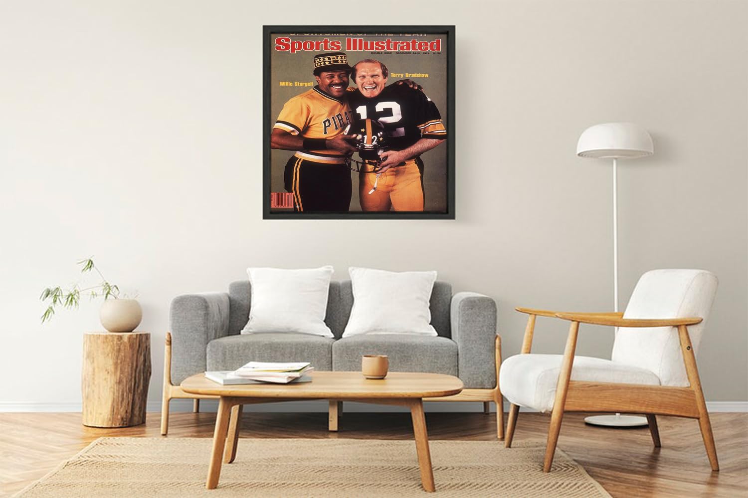 VERRE ART Printed Framed Canvas Painting for Home Decor Office Wall Studio Wall Living Room Decoration (22x22inch Black Floater) - Pittsburgh Pirates Willie