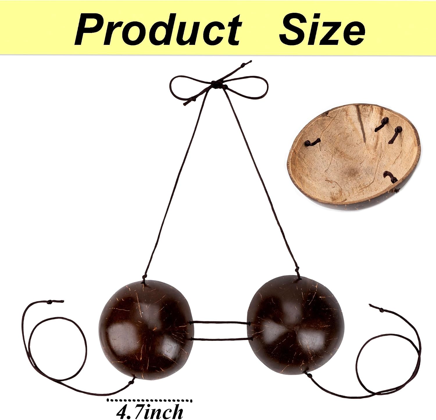 Coconut Bra for Adults Hawaiian Coconut Shell Bikini Top Women Hawaiian Costume Luau Party Accessories