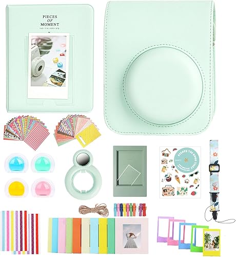 Kit de accesorios 12 en 1 para cámara instantánea Fujifilm Instax Mini 12 con funda para cámara, álbum de fotos y marcos, calcomanía de bricolaje,