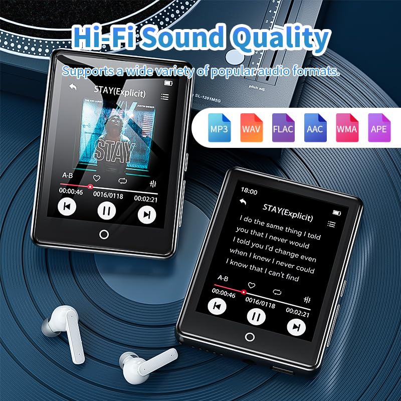 64 GB MP3 Player With Bluetooth 5.3, 2.4 Inch Full Touchscreen Portable