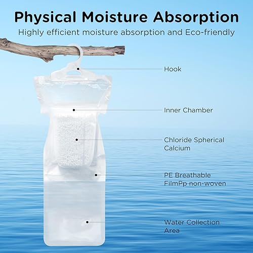Miniatura 3 de W&E Choice Bolsa colgante absorbente de humedad para tu armario, bolsas deshumidificadoras para baño, paquetes de humedad sin fragancia, paquete de
