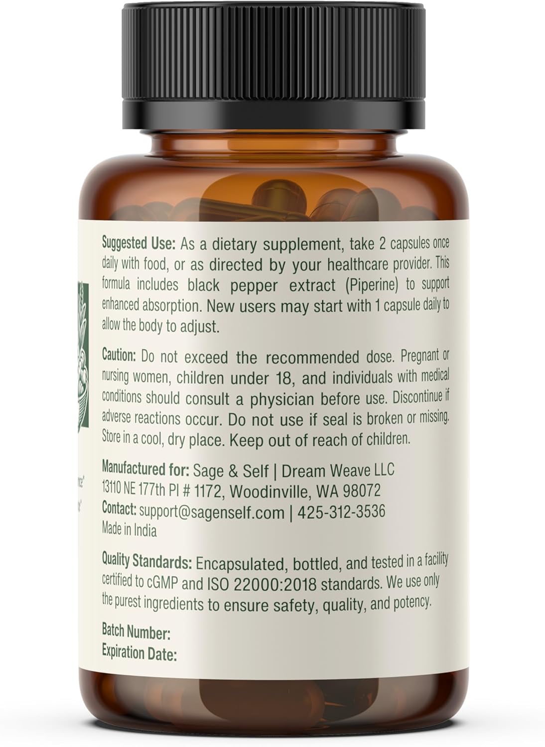 71wbaffW4cL._AC_SL1500_ Sage & Self Inner Power Capsules – Adaptogen Blend with Ashwagandha, Shilajit, Rhodiola & Black Pepper – Supports Energy, Resilience & Mental Clarity – 1400 mg per Serving – 60 Vegan Capsules