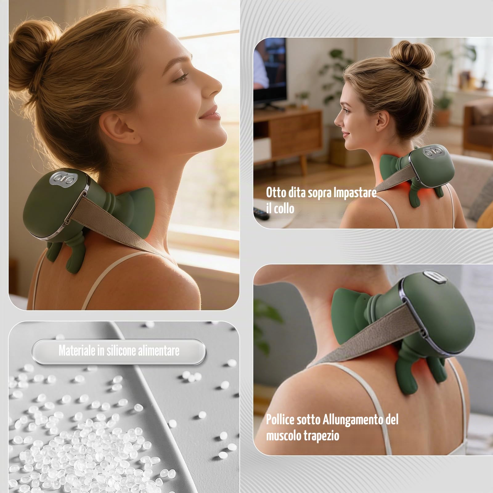 Massaggiatore Cervicale, Massaggiatore Collo Portatile Per Collo E Schiena, Massaggio Elettrico Per Tessuti Profondi 4D, Design Simulato Della Mano Umana Per Alleviare