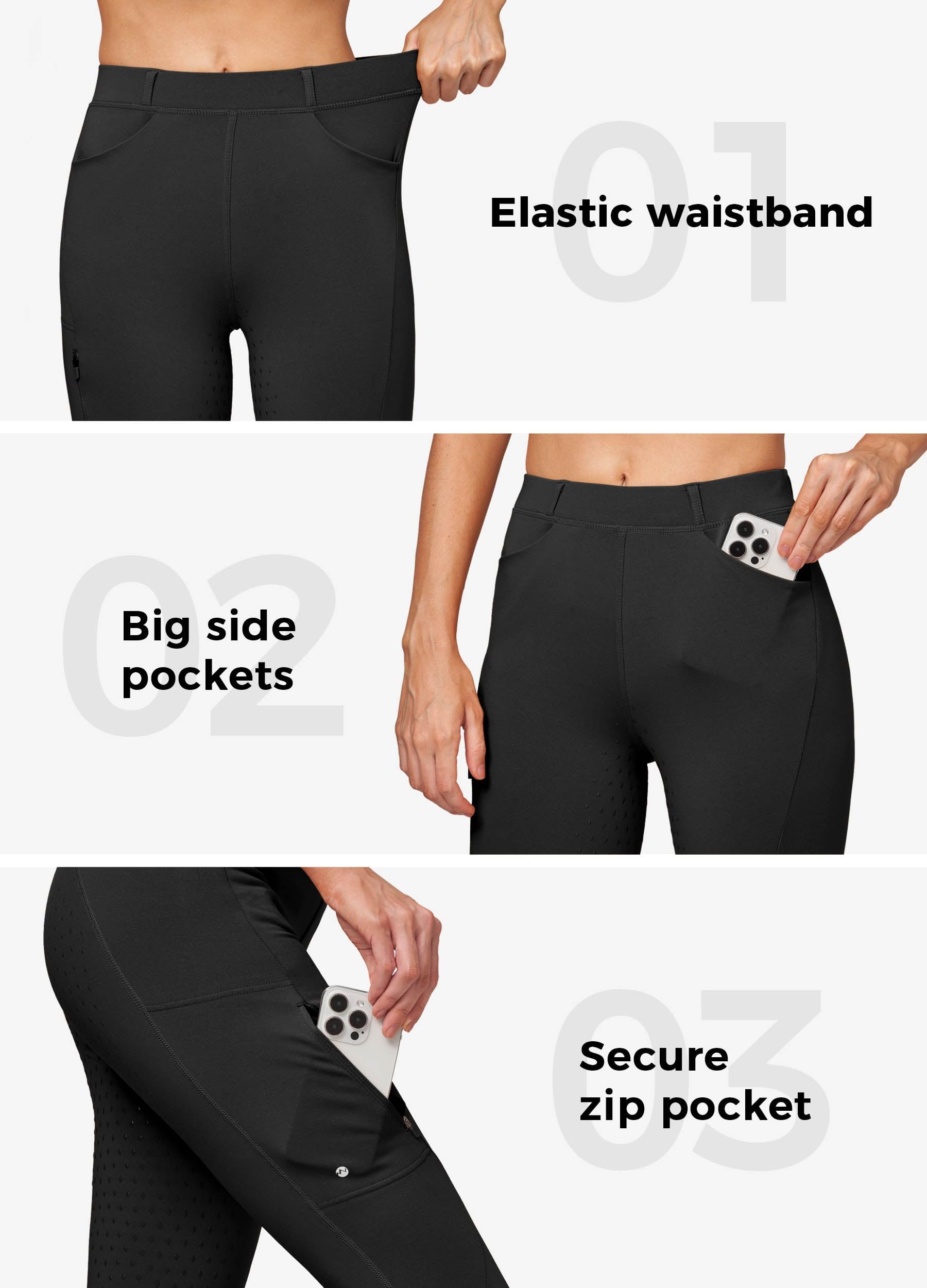 WILLIT Pantaloni da equitazione da donna, invernali, foderati, in pile, con inserti completi, per equitazione, equitazione, pantaloni termici con tasche, passanti per cintura