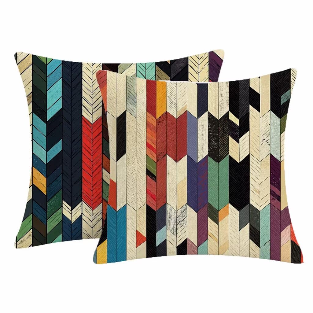 Housse coussin exterieur impermeable 50x50 lot de 2 en lin géométrique